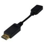 Digitus DisplayPort adapter AK-340400-001-S, 0,15m, must, 20 pin DisplayPort, 19 pin HDMI, kahekordne kaitse
