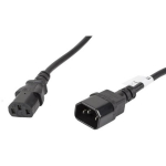 Lanberg toitekaabli pikendus IEC 320 C13 - C14 CA-C13E-11CC-0050-BK, 5m, must, IEC C13, IEC C14