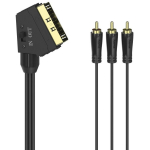 Hama RCA / SCART AV kaabel 00205156, 1.5m, 75&Omega;, 3xRCA pistik, Scart pistik, must