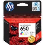 HP 650 originaal tindikassett CZ102AE, 1 tk, ts&uuml;aan, fuksiin, kollane, 200 lk, pigmenditint
