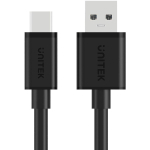 Unitek USB-kaabel USB-A&mdash;USB-C Y-C480BK, 0.25m, 3A, 9V, 480Mbps, Plug&Play, valge