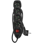 Emos Pikendus PC1421R, 1,5m, 4x2P+PE, 3680W, PVC, l&uuml;litiga, must, laste kaitse