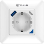 Tellur Nutikas WiFi Seina Pistik TLL331531, 3600W, 16A, PD20W, USB 18W, energia j&auml;lgimine, valge