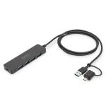 Digitus USB 3.0 keskjaam 4-port DA-70236, 4 x USB A 3.0, 5 Gbps, toiteadapter, 1,2 m kaabel