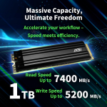 Agi Technology SSD AI828 AGI1T0G44AI828-CB, 1000GB, M.2 2280, PCIe 4.0 x4, NVMe 1.4, 7400MB/s, 5200MB/s, 750TBW, 3D NAND