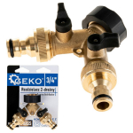 2-way distributor 3/4" with independent valves 3/4" and quick connectors G70157 GEKO