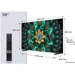 TCL teler 98Q6C 98" 4K Ultra HD, QD-Mini LED, PPI 4100, DVB-C/S2/T2, Wi-Fi, Ethernet LAN, Smart TV, Bluetooth, 4 HDMI, 2 USB