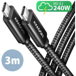 CABLE USB-C TO USB-C 3M 240W/BRAID BLK BUCM2-CM30AB AXAGON