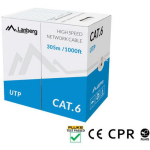 Lanberg LAN kaabel Cat.6 UTP Solid CU CPR + Fluke Passed LCU6-11CU-0305-S, 305m, 12.643kg, 13.477kg, U/UTP, hall, Fluke l&auml;bitud