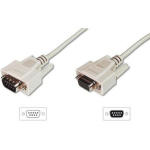 Digitus Pikenduskaabel AK-610203-020-E, 2m, DB9 Serial Port Male/Female, beež, 1:1, lisakruvi&uuml;hendus, lihtne sulgemine