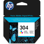 HP 304 N9K05AE originaal tint, ts&uuml;aan, fuksiin, kollane, 3x2ml, 100 lk, HP DeskJet 2620, 2630