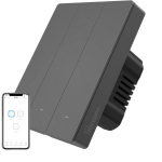 Smart WiFi wall switch SONOFF M5-3C-80 (3-channel, for frame, graphite)