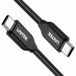 UNITEK C14059BK USB-kaabel, USB C, 2m, must, 20V, 5A, 480Mbit/s, 100W PD, E-Mark, nailonist punutud