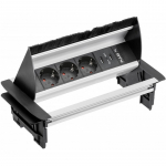 Pistikupesa, laua sisse ehitatav, 3 pesa, 2xUSB; AE-PBC3GS2U-53BKS GTV