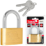Tvardy tugevdatud messingist lukk 60mm T00424, 60mm, 42mm, 18mm, 9,5mm, tugevdatud teras, 3 v&otilde;tit