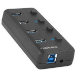 Natec USB keskseade MANTIS 2 NHU-1557, 0.80m, 230V, 4xUSB 2.0, toiteadapter, l&uuml;liti