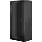 Lanberg Seinale kinnitatav rack WF01-6427-10B, 27U, 600mm, 450mm, 60kg, IP20, klaasuks, 2 ventilaatoriavahet, 4 vertikaalset riba
