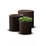Pottide komplekt Cylinder Planters S+M+L pruun 29197934590 KETER 28x28x28,3cm 36x36x37,3cm 43,4x43,4x44,3cm