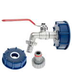 IBC set - S60x6 adaptor + 1/2" tap with 3/4" external thread + 1/2" hose outlet + hose coupling G70180 GEKO