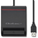 Qoltec nutika ID-kaardi lugeja 50642, USB, 0.9m kaabel, LED-indikaatorid, ABS-korpus, must, Plug & Play