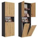 Top E Shop NEL 2K DK ANT/ART KP vannitoakapp, M-MP-SL-NEL-2K/DK-ANTA, 600mm, 1740mm, 300mm, 4 ust, 3 riiulit, vabalt seisev, matt