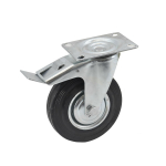 Riteņu grozāms ritenis ar gumijas riepu un bremzi 100mm, 360&deg; rotācija, slodze 60kg, AW23322, AWTOOLS