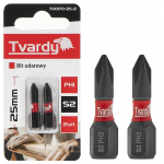 Ietekmes skrūvgrieža uzgalis PH1 25mm, Tvardy, T00170-25-2, S2 tērauds, magnētiskais gals, 2 gab. komplekts