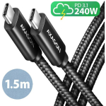 CABLE USB-C TO USB-C 1.5M 240W/BRAID BLK BUCM2-CM15AB AXAGON
