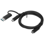 Lenovo 1m h&uuml;briid USB-C koos USB-A kaabel 4X90U90618, 10Gbps, 100W @20V/5A, 7.5W @5V/1.5A