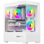 DarkFlash C365 WHT +5F, Mini torn, valge, 5 ventilaatorit, 270&deg; panoraam, E-ATX/ATX/M-ATX/ITX, GPU kuni 330mm, CPU kuni 170mm