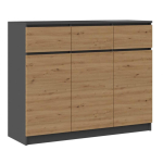 Top E Shop 3D3S kummut 120x40x97 cm, antratsiit/tamm, 3 ust, 3 sahtlit, 3 riiulit, puitlaastplaat, 16 mm