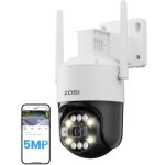 ZOSI C296B Wi-Fi 8 MP kahe-teljega p&ouml;&ouml;rlev v&auml;line IP-kaamera Wi-Fi 8 MP (2880&times;1620) 355&deg; pan/140&deg; kallutus H.265 IR &ouml;&ouml;n&auml;gemine kuni 30 m IP66 ilmastikukindel kahepoolne heli liikumise ja AI tuvastus 32 GB microSD kaart kaasas valge-must