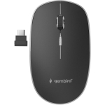 Gembird optiline hiir MUSW-4BSC-01, 4 nuppu, 1600 DPI, RF traadita + USB Type-C, must, vaikne nuppude l&uuml;litid