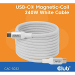 CABLE USB-C TO USB-C 2M/MAGNETIC WHITE CAC-3032 CLUB3D
