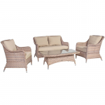 Aiam&ouml;&ouml;bli komplekt EDEN laud, diivan ja 2 tooli, alumiiniumraam plastpunutisega, beež 19121 HOME4YOU