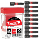 Ietekmes skrūvgrieža uzgaļi T25, Tvardy, T00179-25-10, 25mm, S2 tērauds, 10 gab. komplekts