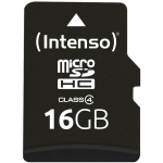 Intenso m&auml;lukaart microSDHC 3403470 16 GB, lugemiskiirus 20 MB/s, kirjutamiskiirus 5 MB/s, klass 4, must
