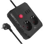 Maclean pikendus MCE387 B, 2500W, 1.5m, 2x F, 3x USB A, must, l&uuml;liti, ohutuslukk