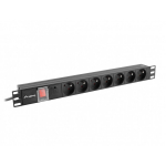 Lanberg &Uuml;levoolu kaitse Rack PDU 19" 1U PDU-07E-0200-IEC-BK, 10A, 7x230V, 2m, must, l&uuml;liti, &uuml;levoolu kaitse
