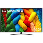LG NanoCell AI 65NANO81A6A, 165,1 cm (65") 4K Ultra HD nutiteleviisor, Wi-Fi, must, 3xHDMI 2.1, 2xUSB, 20W, WebOS