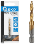 M5 x 0.8 mm HSS vītņu urbjma&scaron;īna ar HEX stiprinājumu, GEKO, G38132, augstas kvalitātes tērauds, titāna pārklājums