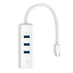 TP-Link UE330C USB-C 3-pordi hub ja gigabit Ethernet adapter 3&times; USB-A 3.0 1&times; Gigabit Ethernet USB Type-C Valge