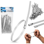 Geko Roostevaba terasest kaablisidemed G17257, 7.9mm, 150mm, 100tk, iselukustuv, korrosioonikindel