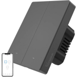 Sonoff nutikas WiFi seinaklapp M5-2C-80, 2 kanalit, 100-240V, grafiit, eWeLink, nuprogrammeeritav nupp, h&auml;&auml;le juhtimine