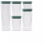 Sausās pārtikas uzglabā&scaron;anas trauku komplekts 0,5L+2x1,2L+1,8L+2,4L Kara caurspīdīgs/zilganzaļ&scaron;