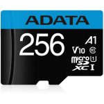 Adata m&auml;lukaart micro SDXC AUSDX256GUICL10A1-RA1 256GB, lugemise kiirus 100MB/s, kirjutamise kiirus 25MB/s, UHS-I, A1, V10, must