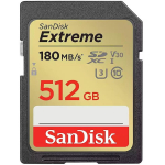 SanDisk Extreme SDXC m&auml;lukaart 512GB SDSDXVV-512G-GNCIN, 512GB, 180MB/s, 130MB/s, UHS-I, U3, V30, l&ouml;&ouml;gikindel, veekindel