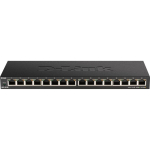 D-Link 16-Port Gigabit Laukommutator DGS-1016S/E, 32 Gbps, 1488000 pps, 16 x 1000Base-T, 8 j&auml;rjekorda, ventilaatorita, 512 KB