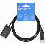 Savio CL-203, DisplayPort-VGA (D-Sub) adapter, 1.8m, 30AWG, 1920x1200, 60Hz, sirged pistikud, must