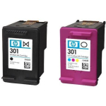 HP 301 tindikassettide komplekt N9J72AE, 2 tk, must ja kolmev&auml;rviline, 3ml, 190/165 lk, standardne saagis